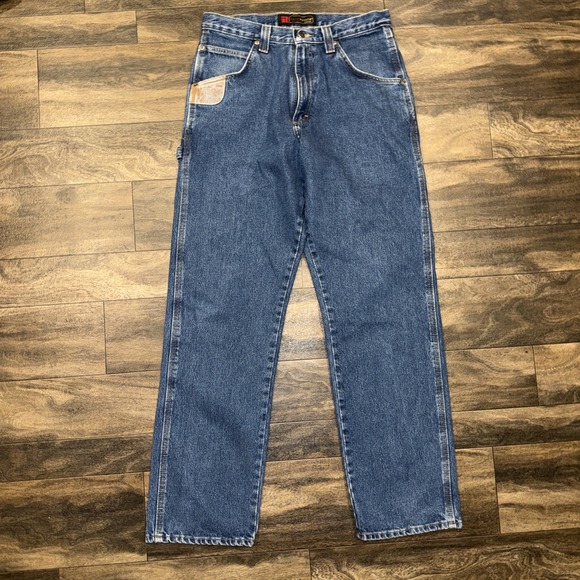 Wrangler Other - Wrangler Riggs Workwear Durashield Denim Dark Wash Jeans Carpenter Men's 32x34